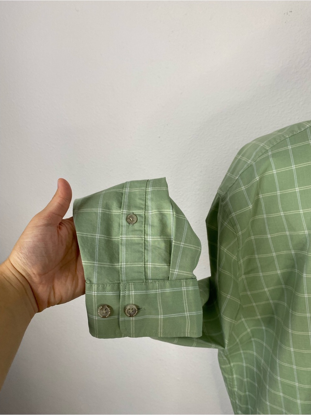 Eddie Bauer Classic Green Plaid Button-Down Shirt XL Outdoors Dadcore Minimalist - Picture 6 of 15